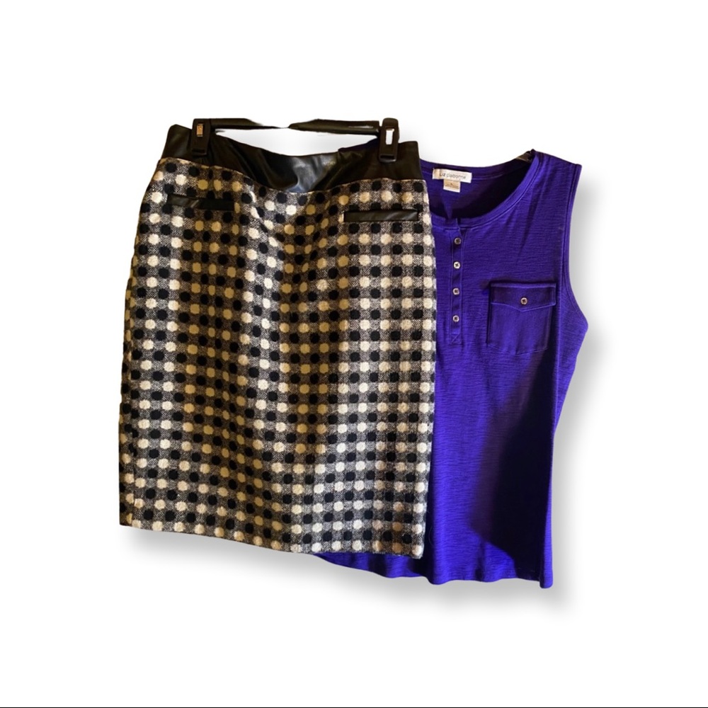 Wool Skirt with Leather detailing